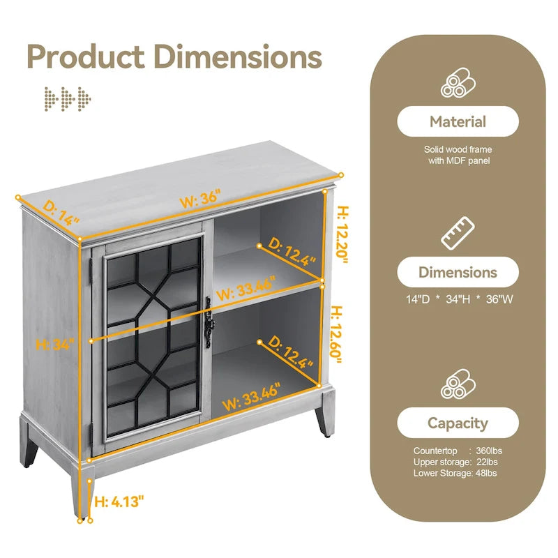 Buffet et vaisselier, meuble console d'appoint au style vieilli pour entrée, salon, chambre ou cuisine