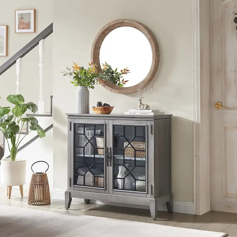 Buffet et vaisselier, meuble console d'appoint au style vieilli pour entrée, salon, chambre ou cuisine