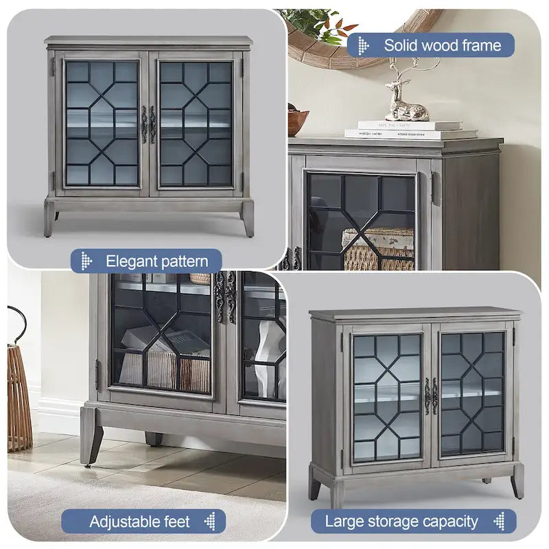 Buffet et vaisselier, meuble console d'appoint au style vieilli pour entrée, salon, chambre ou cuisine