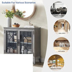 Buffet et vaisselier, meuble console d'appoint au style vieilli pour entrée, salon, chambre ou cuisine