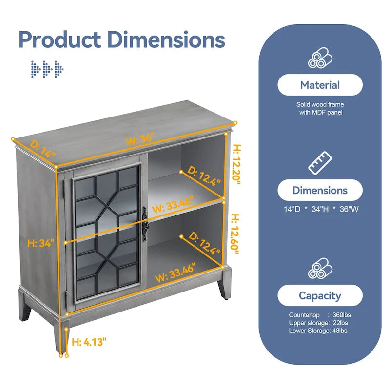 Buffet et vaisselier, meuble console d'appoint au style vieilli pour entrée, salon, chambre ou cuisine