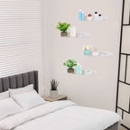 Étagères flottantes murales en acrylique transparent, étagères en acrylique transparent pour salle de bain, chambre et salon, étagère murale transparente