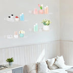 Étagères flottantes murales en acrylique transparent, étagères en acrylique transparent pour salle de bain, chambre et salon, étagère murale transparente