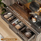 Meuble bar à café de style ferme moderne avec éclairage LED et prises électriques, meuble de cuisine