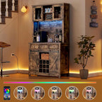 Meuble bar à café de style ferme moderne avec éclairage LED et prises électriques, meuble de cuisine