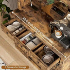 Meuble bar à café de style ferme moderne avec éclairage LED et prises électriques, meuble de cuisine