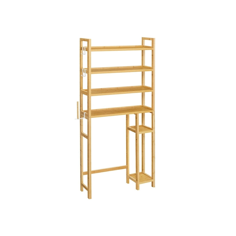 Étagère de rangement à 4 niveaux pour toilettes, gain de place, avec étagères réglables et structure en osier - 32,7 cm (L) x 10,2 cm (l) x 72,8 cm (H)