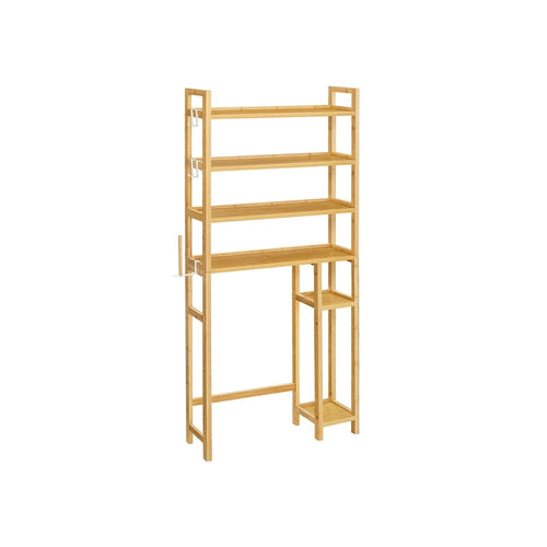 Étagère de rangement à 4 niveaux pour toilettes, gain de place, avec étagères réglables et structure en osier - 32,7 cm (L) x 10,2 cm (l) x 72,8 cm (H)