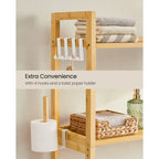 Étagère de rangement à 4 niveaux pour toilettes, gain de place, avec étagères réglables et structure en osier - 32,7 cm (L) x 10,2 cm (l) x 72,8 cm (H)