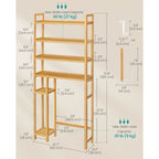 Étagère de rangement à 4 niveaux pour toilettes, gain de place, avec étagères réglables et structure en osier - 32,7 cm (L) x 10,2 cm (l) x 72,8 cm (H)
