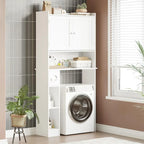 Armoire de rangement à suspendre au-dessus des toilettes, organisateur de salle de bain à double porte avec étagères réglables et porte-papier toilette