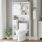 Armoire de rangement à suspendre au-dessus des toilettes, organisateur de salle de bain à double porte avec étagères réglables et porte-papier toilette