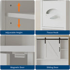 Armoire de rangement à suspendre au-dessus des toilettes, organisateur de salle de bain à double porte avec étagères réglables et porte-papier toilette
