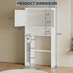 Armoire de rangement à suspendre au-dessus des toilettes, organisateur de salle de bain à double porte avec étagères réglables et porte-papier toilette