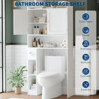 Armoire de rangement à suspendre au-dessus des toilettes, organisateur de salle de bain à double porte avec étagères réglables et porte-papier toilette