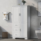 Armoire de rangement haute et large avec portes pour salle de bain/bureau, trois tiroirs - N/A