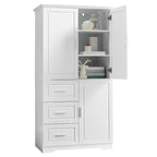 Armoire de rangement haute et large avec portes pour salle de bain/bureau, trois tiroirs - N/A