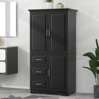 Armoire de rangement haute et large avec portes pour salle de bain/bureau, trois tiroirs - N/A