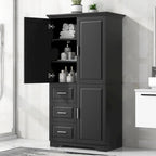 Armoire de rangement haute et large avec portes pour salle de bain/bureau, trois tiroirs - N/A