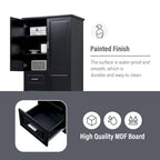 Armoire de rangement haute et large avec portes pour salle de bain/bureau, trois tiroirs - N/A