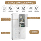 Armoire de rangement haute et large avec portes pour salle de bain/bureau, trois tiroirs - N/A