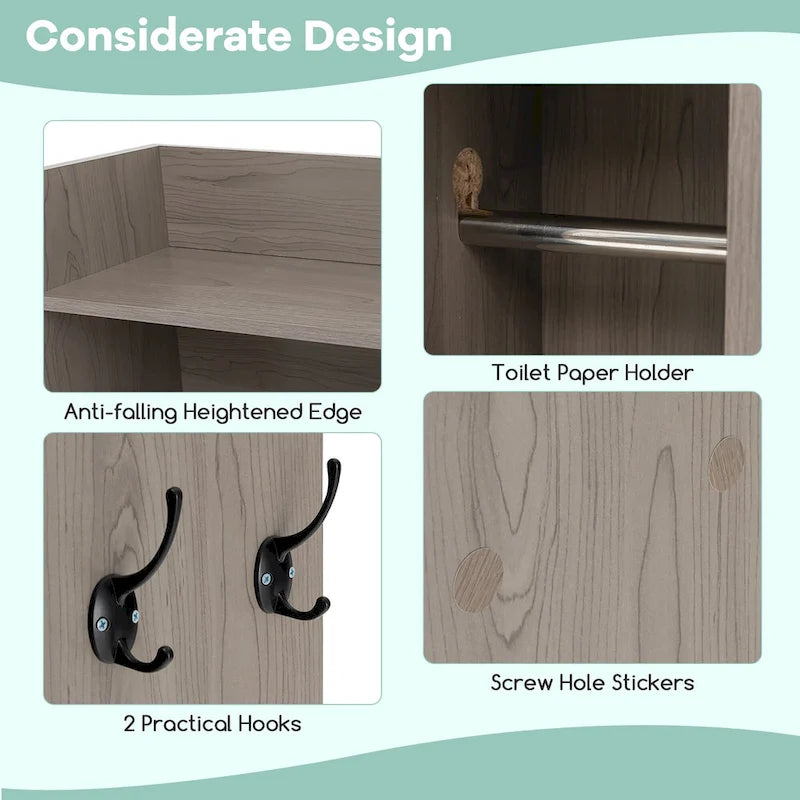 Armoire de rangement Gymax à installer au-dessus des toilettes avec porte coulissante de style grange, réglable