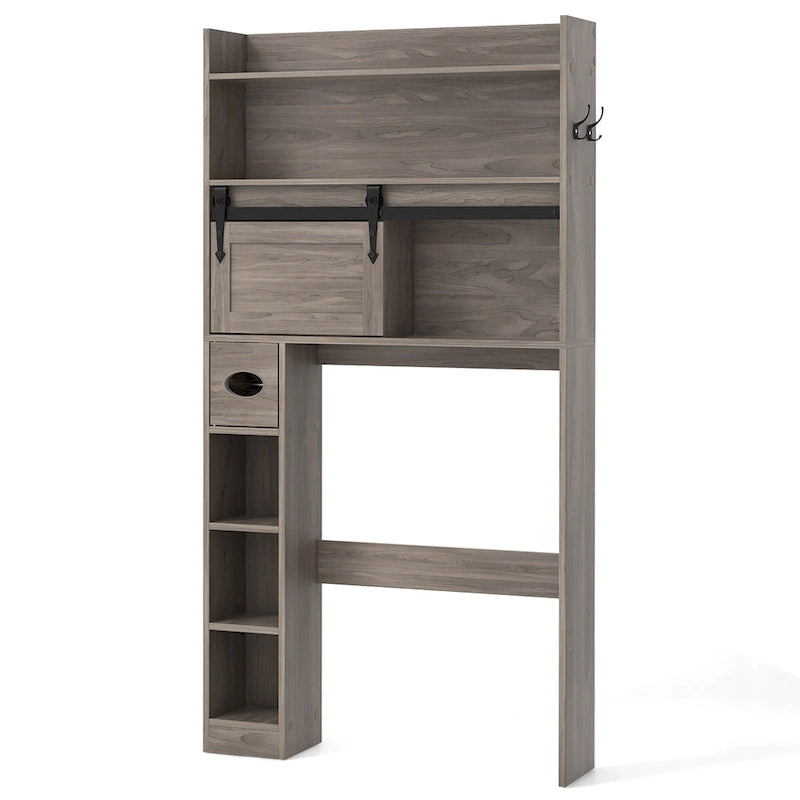 Armoire de rangement Gymax à installer au-dessus des toilettes avec porte coulissante de style grange, réglable