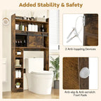 Armoire de rangement Gymax à installer au-dessus des toilettes avec porte coulissante de style grange, réglable