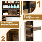 Armoire de rangement Gymax à installer au-dessus des toilettes avec porte coulissante de style grange, réglable
