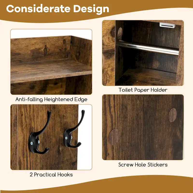 Armoire de rangement Gymax à installer au-dessus des toilettes avec porte coulissante de style grange, réglable