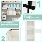 Armoire de rangement Gymax à installer au-dessus des toilettes avec porte coulissante de style grange, réglable