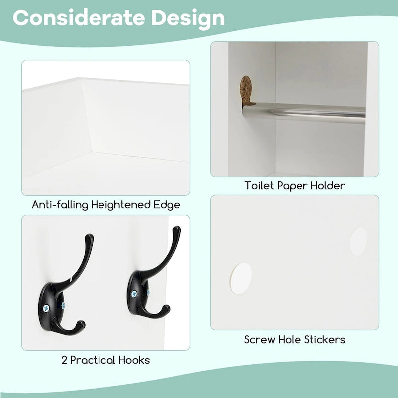Armoire de rangement Gymax à installer au-dessus des toilettes avec porte coulissante de style grange, réglable
