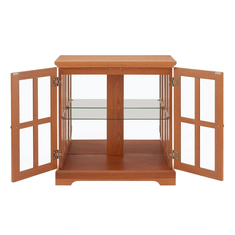 Vitrine vitrine LED en verre pour objets anciens avec portes à treillis