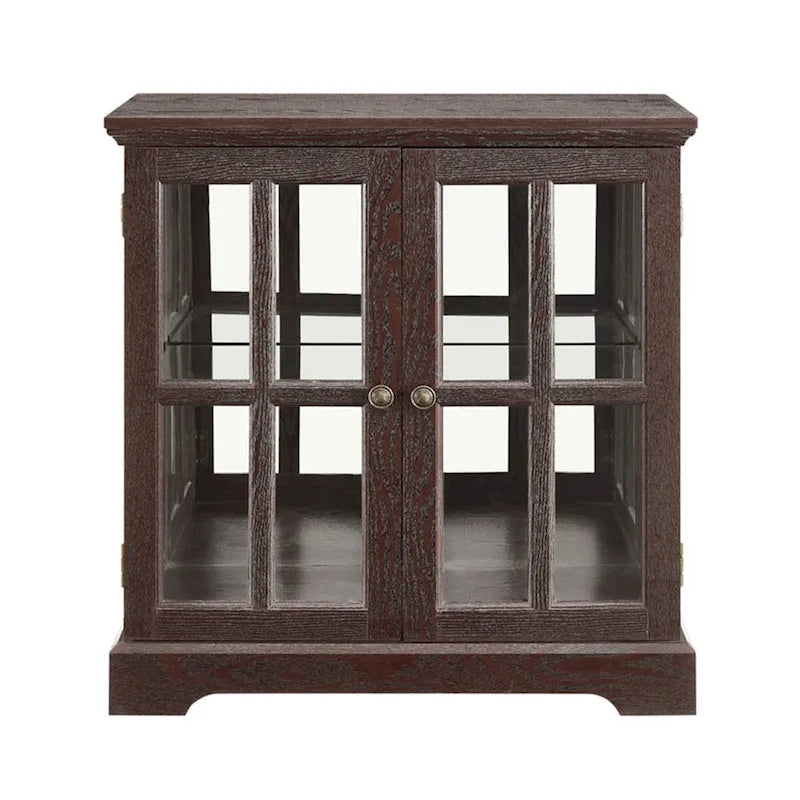Vitrine vitrine LED en verre pour objets anciens avec portes à treillis