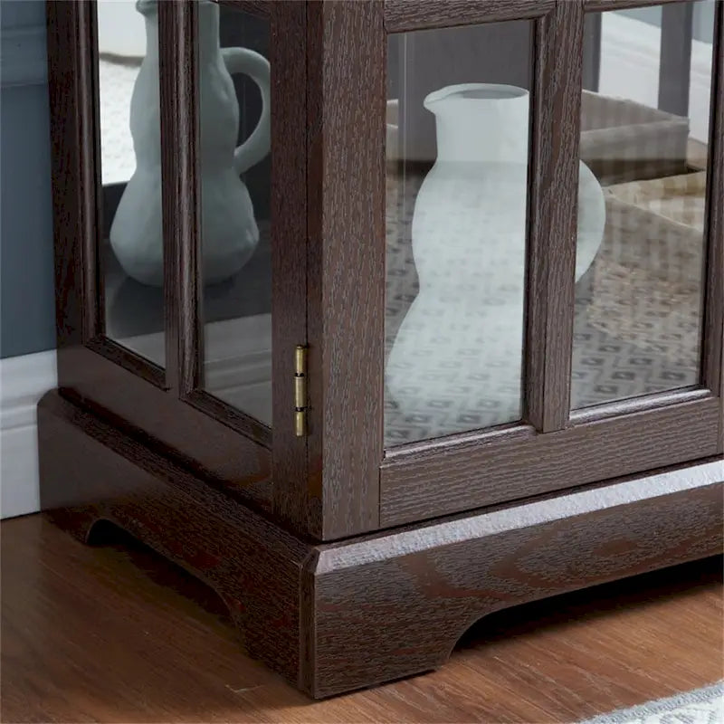 Vitrine vitrine LED en verre pour objets anciens avec portes à treillis