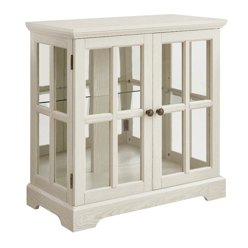 Vitrine vitrine LED en verre pour objets anciens avec portes à treillis