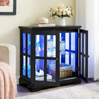 Vitrine vitrine LED en verre pour objets anciens avec portes à treillis
