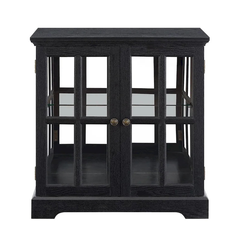 Vitrine vitrine LED en verre pour objets anciens avec portes à treillis