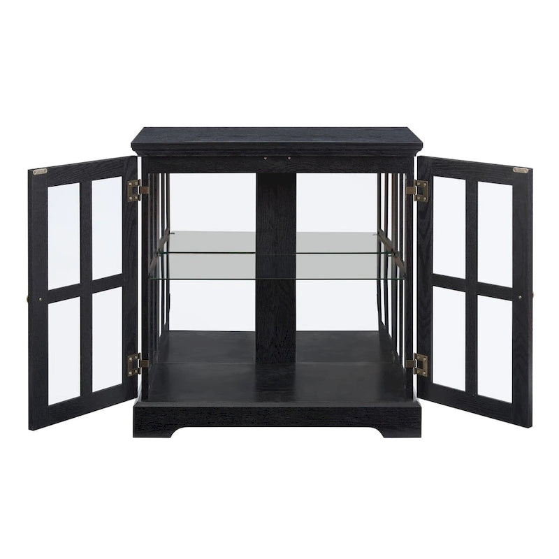 Vitrine vitrine LED en verre pour objets anciens avec portes à treillis
