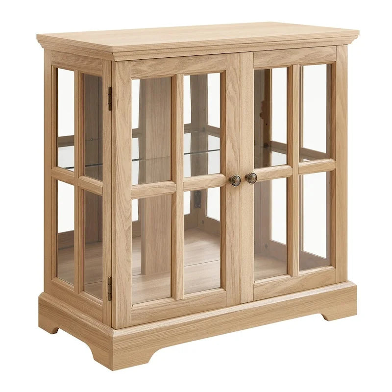 Vitrine vitrine LED en verre pour objets anciens avec portes à treillis
