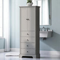 Meuble de salle de bain blanc autoportant avec 4 tiroirs et 2 portes, étagère réglable, unité de rangement en MDF imperméable