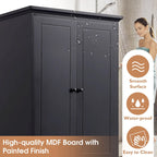 Meuble de salle de bain blanc autoportant avec 4 tiroirs et 2 portes, étagère réglable, unité de rangement en MDF imperméable