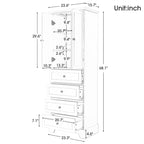 Meuble de salle de bain blanc autoportant avec 4 tiroirs et 2 portes, étagère réglable, unité de rangement en MDF imperméable