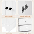 Meuble de salle de bain blanc autoportant avec 4 tiroirs et 2 portes, étagère réglable, unité de rangement en MDF imperméable