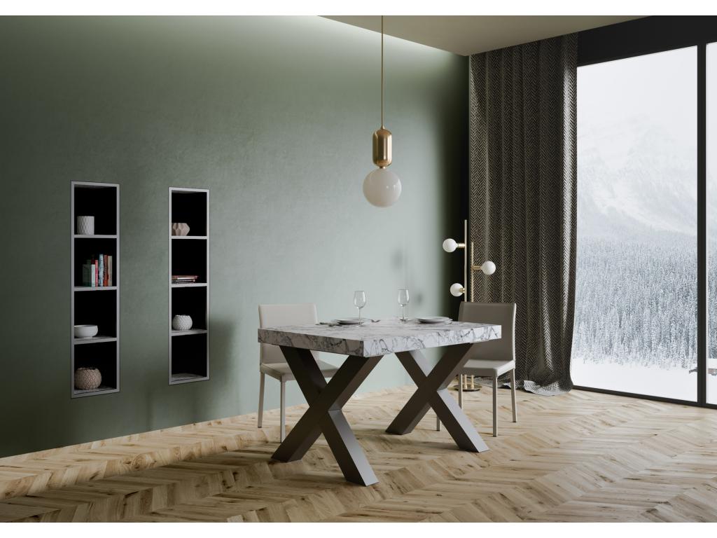 Table Vertchez Evolution Dessus Marbre 90x120 Allong¨¦e 380 cadre Anthracite