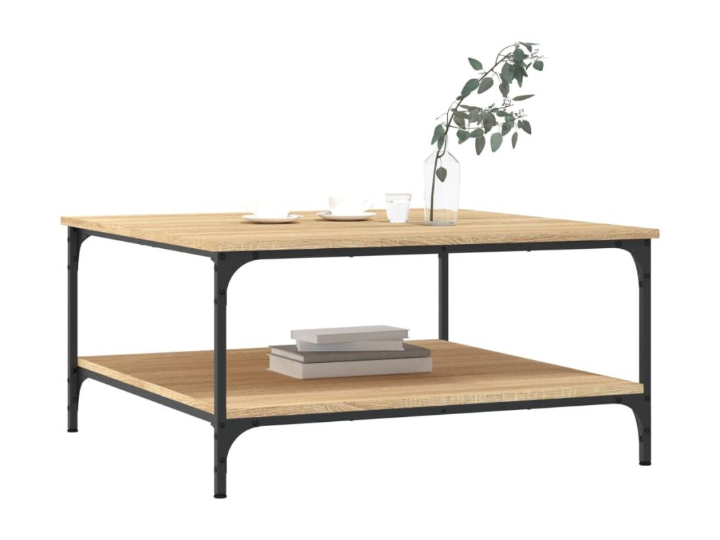 Table basse ch¨ºne Vertchez 80x80x40 cm bois d'ing¨¦nierie