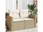 Canap¨¦ de jardin avec coussins 2 places beige r¨¦sine tress¨¦e