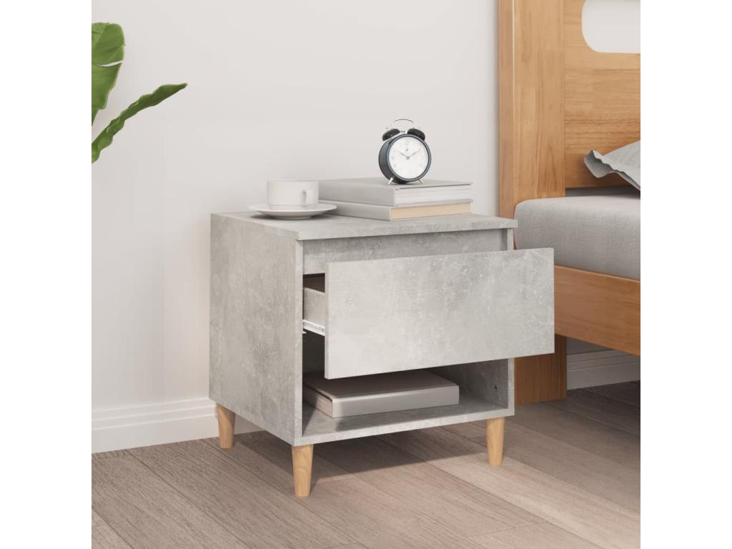 Table de chevet Gris béton 50x46x50 cm Bois d'ing¨¦nierie