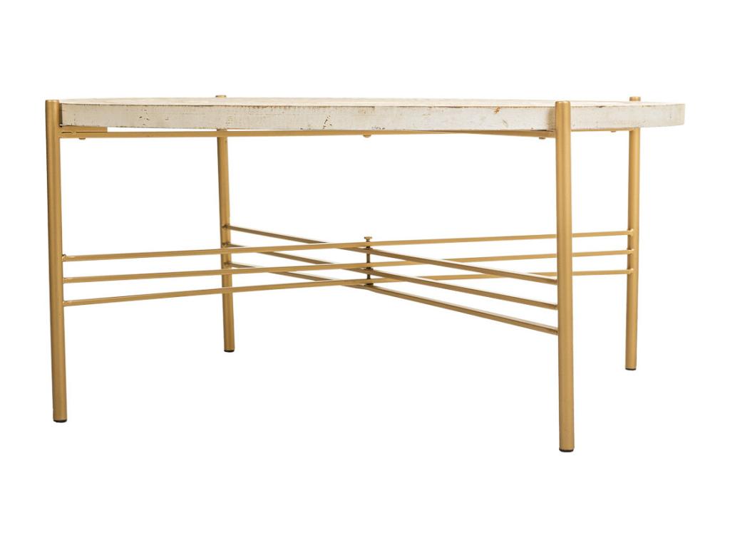 Table basse en bois et métal blanc 80x80x36h