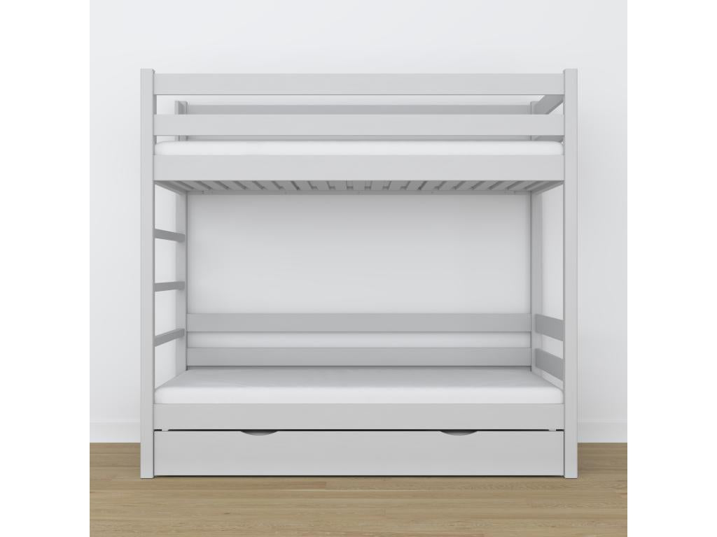 Lit superpos¨¦ en bois - avec tiroir pour matelas N03 Gris 100x190